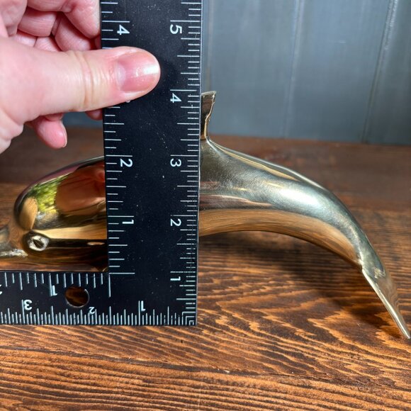 Vintage Brass Dolphin Figurine Nautical Coastal Decor for Shelf Display - Picture 17 of 17